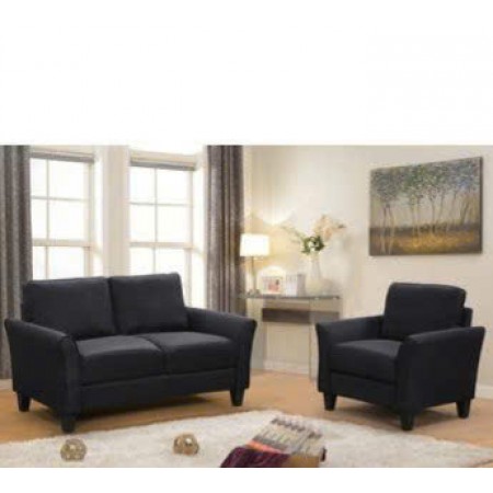 Life Black : Bộ 2 Ghế Sofa Đôi và Ghế Đơn - Vải Microfiber Đen